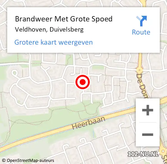 Locatie op kaart van de 112 melding: Brandweer Met Grote Spoed Naar Veldhoven, Duivelsberg op 27 september 2024 02:57