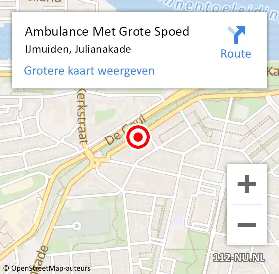 Locatie op kaart van de 112 melding: Ambulance Met Grote Spoed Naar IJmuiden, Julianakade op 27 september 2024 04:27