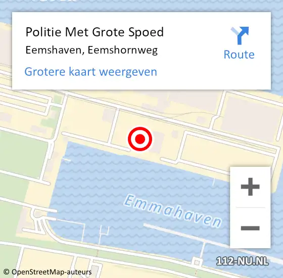 Locatie op kaart van de 112 melding: Politie Met Grote Spoed Naar Eemshaven, Eemshornweg op 27 september 2024 05:13