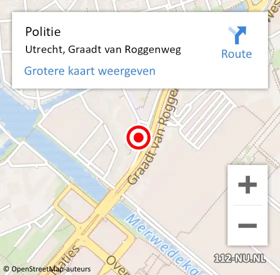 Locatie op kaart van de 112 melding: Politie Utrecht, Graadt van Roggenweg op 27 september 2024 05:28