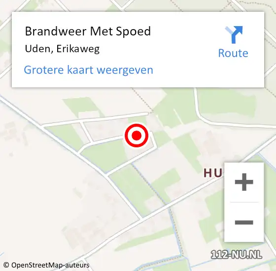 Locatie op kaart van de 112 melding: Brandweer Met Spoed Naar Uden, Erikaweg op 27 september 2024 05:47