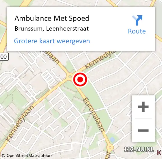 Locatie op kaart van de 112 melding: Ambulance Met Spoed Naar Brunssum, Leenheerstraat op 21 oktober 2014 13:40