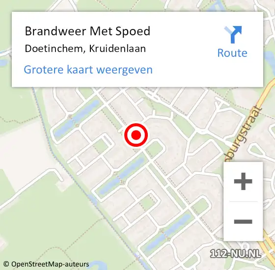 Locatie op kaart van de 112 melding: Brandweer Met Spoed Naar Doetinchem, Kruidenlaan op 27 september 2024 06:57