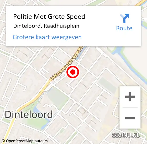 Locatie op kaart van de 112 melding: Politie Met Grote Spoed Naar Dinteloord, Raadhuisplein op 27 september 2024 07:26