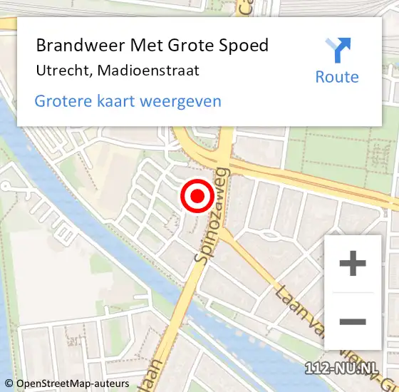 Locatie op kaart van de 112 melding: Brandweer Met Grote Spoed Naar Utrecht, Madioenstraat op 27 september 2024 07:31