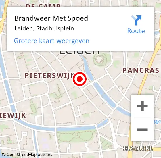 Locatie op kaart van de 112 melding: Brandweer Met Spoed Naar Leiden, Stadhuisplein op 27 september 2024 07:43