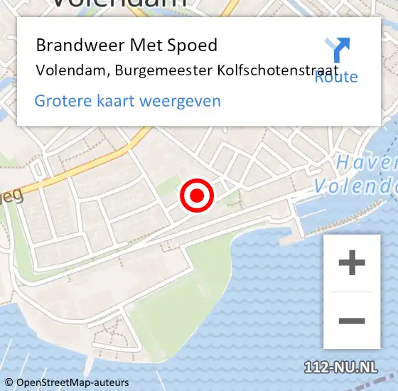 Locatie op kaart van de 112 melding: Brandweer Met Spoed Naar Volendam, Burgemeester Kolfschotenstraat op 27 september 2024 07:50