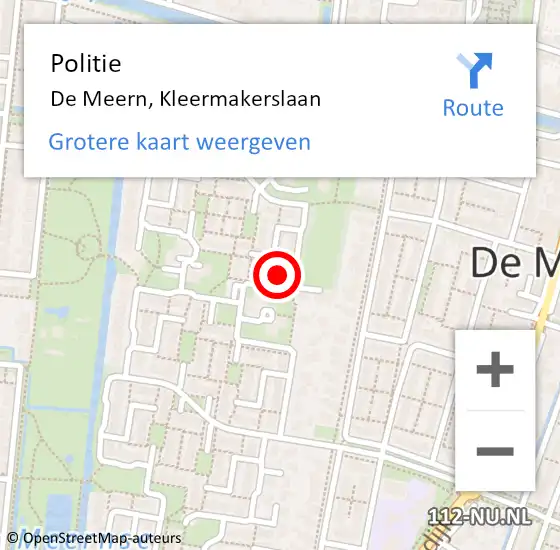 Locatie op kaart van de 112 melding: Politie De Meern, Kleermakerslaan op 27 september 2024 08:11