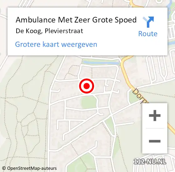 Locatie op kaart van de 112 melding: Ambulance Met Zeer Grote Spoed Naar De Koog, Plevierstraat op 27 september 2024 08:28