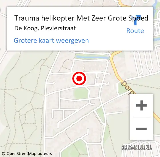 Locatie op kaart van de 112 melding: Trauma helikopter Met Zeer Grote Spoed Naar De Koog, Plevierstraat op 27 september 2024 08:28