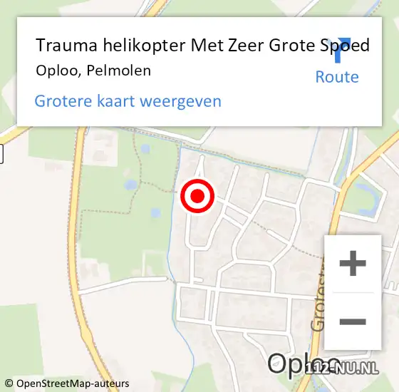 Locatie op kaart van de 112 melding: Trauma helikopter Met Zeer Grote Spoed Naar Oploo, Pelmolen op 27 september 2024 08:31