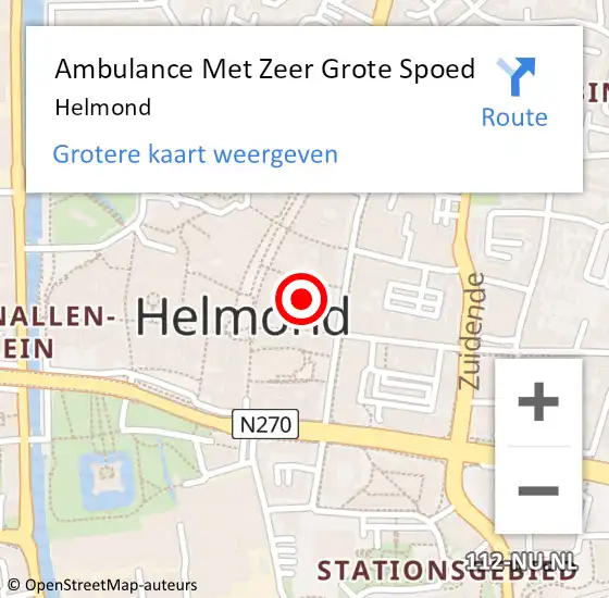 Locatie op kaart van de 112 melding: Ambulance Met Zeer Grote Spoed Naar Helmond op 27 september 2024 08:39