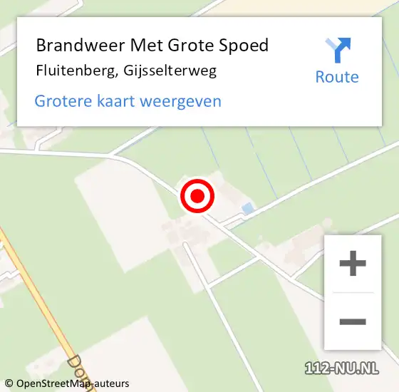 Locatie op kaart van de 112 melding: Brandweer Met Grote Spoed Naar Fluitenberg, Gijsselterweg op 27 september 2024 08:41