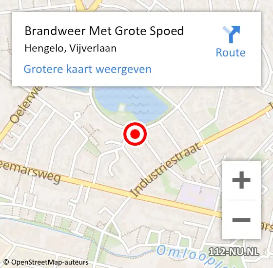 Locatie op kaart van de 112 melding: Brandweer Met Grote Spoed Naar Hengelo, Vijverlaan op 27 september 2024 08:42