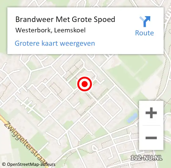 Locatie op kaart van de 112 melding: Brandweer Met Grote Spoed Naar Westerbork, Leemskoel op 27 september 2024 08:48