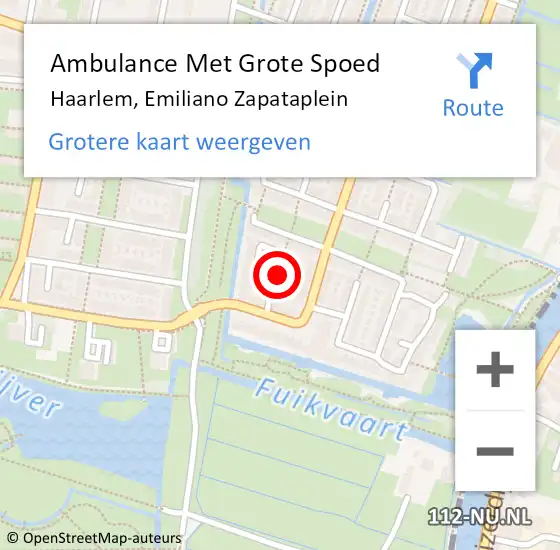 Locatie op kaart van de 112 melding: Ambulance Met Grote Spoed Naar Haarlem, Emiliano Zapataplein op 27 september 2024 08:52