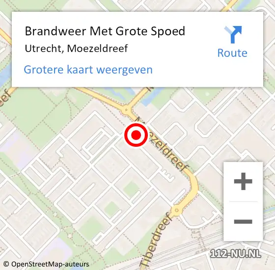 Locatie op kaart van de 112 melding: Brandweer Met Grote Spoed Naar Utrecht, Moezeldreef op 27 september 2024 09:03