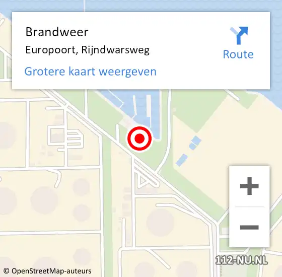 Locatie op kaart van de 112 melding: Brandweer Europoort, Rijndwarsweg op 27 september 2024 09:05