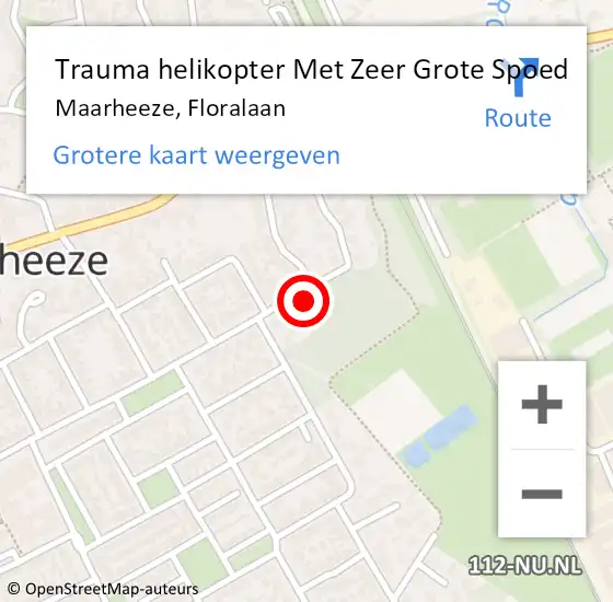 Locatie op kaart van de 112 melding: Trauma helikopter Met Zeer Grote Spoed Naar Maarheeze, Floralaan op 27 september 2024 09:10