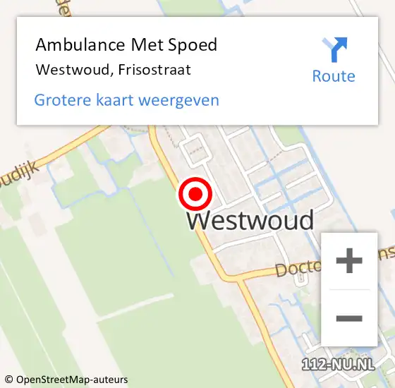 Locatie op kaart van de 112 melding: Ambulance Met Spoed Naar Westwoud, Frisostraat op 27 september 2024 09:18