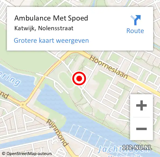 Locatie op kaart van de 112 melding: Ambulance Met Spoed Naar Katwijk, Nolensstraat op 27 september 2024 09:24