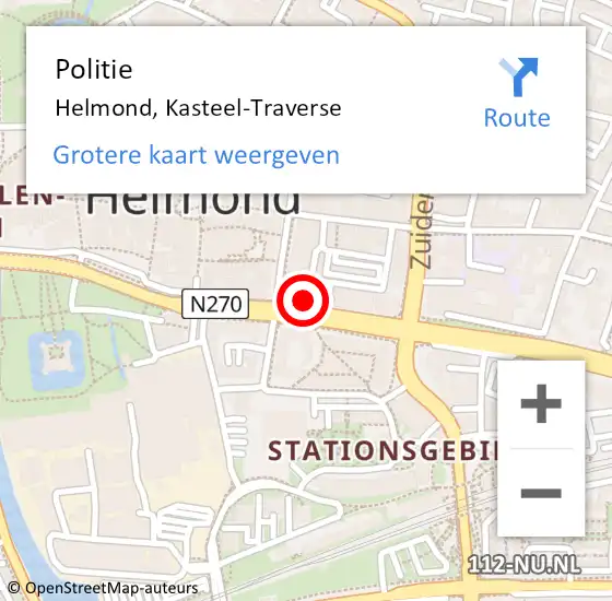 Locatie op kaart van de 112 melding: Politie Helmond, Kasteel-Traverse op 27 september 2024 09:25