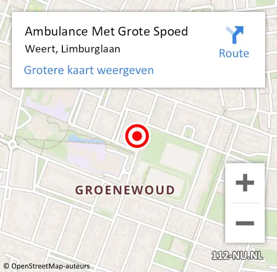 Locatie op kaart van de 112 melding: Ambulance Met Grote Spoed Naar Weert, Limburglaan op 27 september 2024 09:29