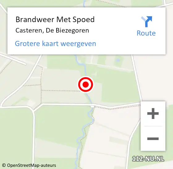 Locatie op kaart van de 112 melding: Brandweer Met Spoed Naar Casteren, De Biezegoren op 27 september 2024 09:29