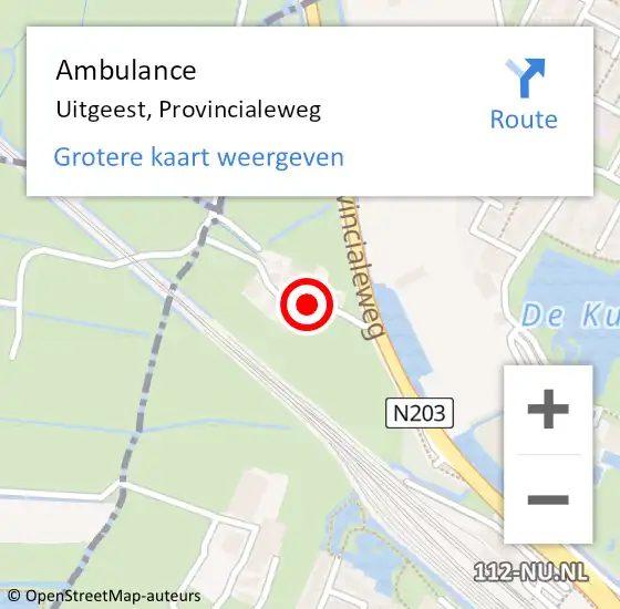 Locatie op kaart van de 112 melding: Ambulance Uitgeest, Provincialeweg op 27 september 2024 09:46