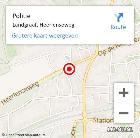 Locatie op kaart van de 112 melding: Politie Landgraaf, Heerlenseweg op 27 september 2024 09:50