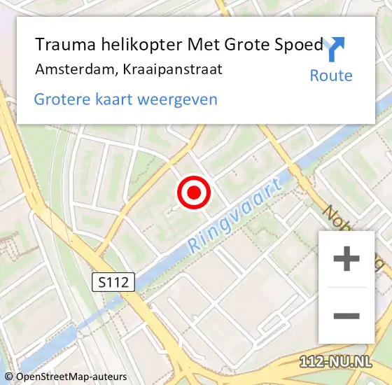 Locatie op kaart van de 112 melding: Trauma helikopter Met Grote Spoed Naar Amsterdam, Kraaipanstraat op 27 september 2024 09:52