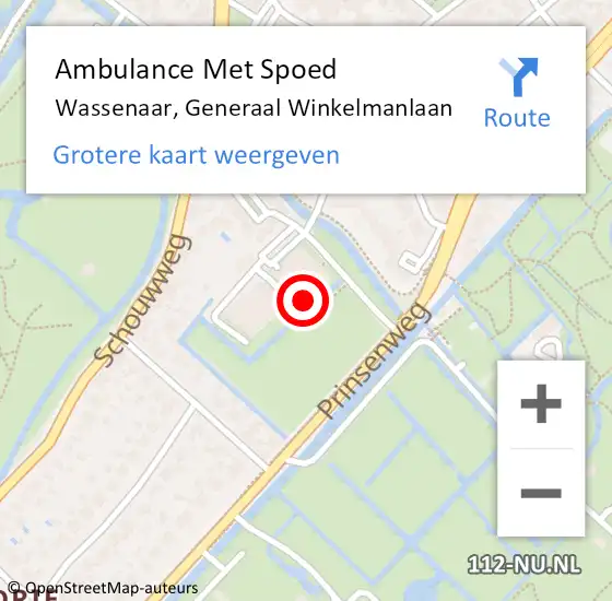 Locatie op kaart van de 112 melding: Ambulance Met Spoed Naar Wassenaar, Generaal Winkelmanlaan op 27 september 2024 10:07