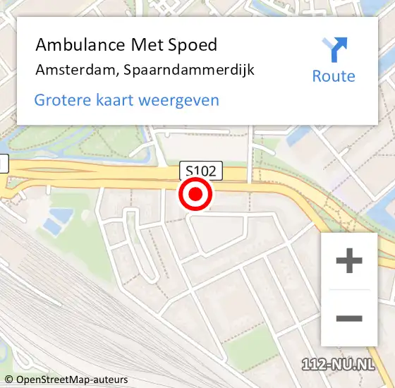 Locatie op kaart van de 112 melding: Ambulance Met Spoed Naar Amsterdam, Spaarndammerdijk op 27 september 2024 10:08