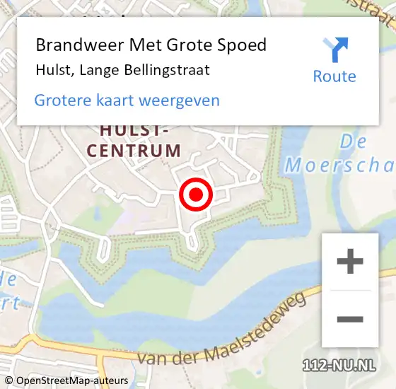 Locatie op kaart van de 112 melding: Brandweer Met Grote Spoed Naar Hulst, Lange Bellingstraat op 27 september 2024 10:22