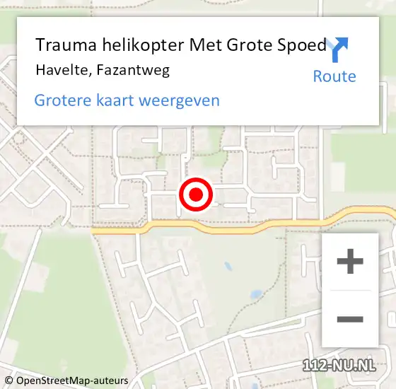 Locatie op kaart van de 112 melding: Trauma helikopter Met Grote Spoed Naar Havelte, Fazantweg op 27 september 2024 11:02