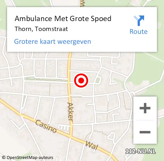 Locatie op kaart van de 112 melding: Ambulance Met Grote Spoed Naar Thorn, Toomstraat op 27 september 2024 11:02