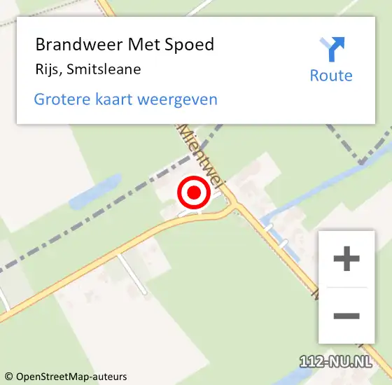 Locatie op kaart van de 112 melding: Brandweer Met Spoed Naar Rijs, Smitsleane op 27 september 2024 11:12