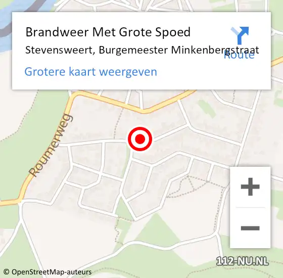 Locatie op kaart van de 112 melding: Brandweer Met Grote Spoed Naar Stevensweert, Burgemeester Minkenbergstraat op 27 september 2024 11:23