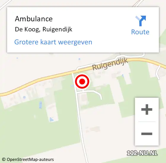 Locatie op kaart van de 112 melding: Ambulance De Koog, Ruigendijk op 27 september 2024 11:27