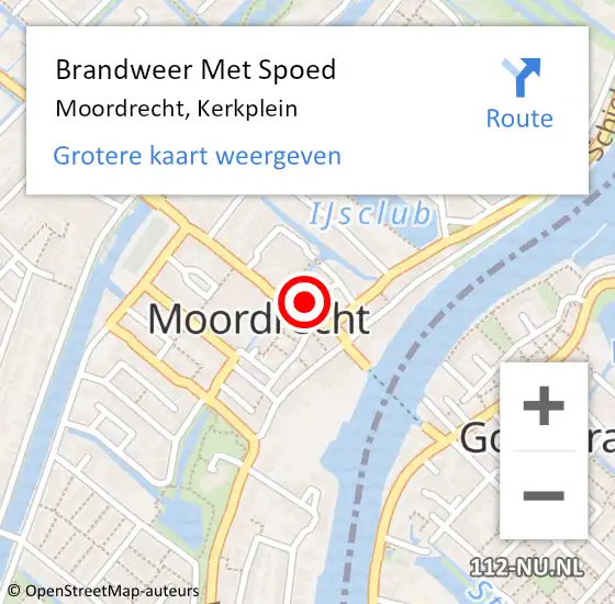 Locatie op kaart van de 112 melding: Brandweer Met Spoed Naar Moordrecht, Kerkplein op 21 oktober 2014 14:05