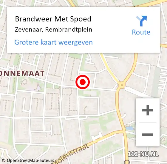 Locatie op kaart van de 112 melding: Brandweer Met Spoed Naar Zevenaar, Rembrandtplein op 27 september 2024 11:43