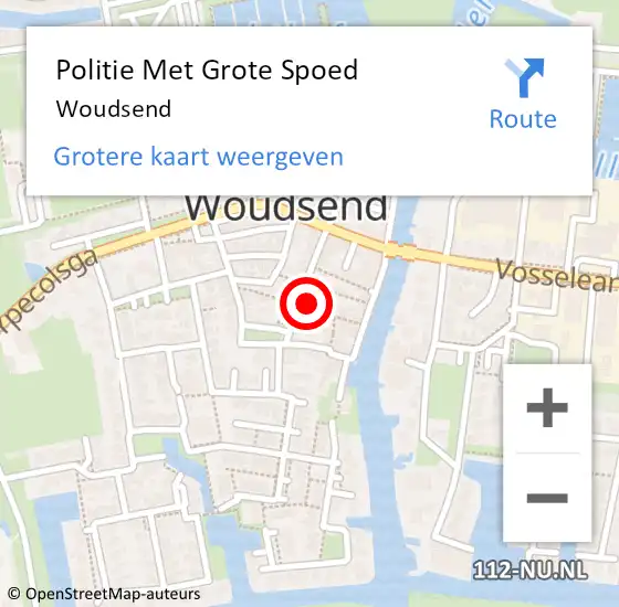 Locatie op kaart van de 112 melding: Politie Met Grote Spoed Naar Woudsend op 27 september 2024 11:44