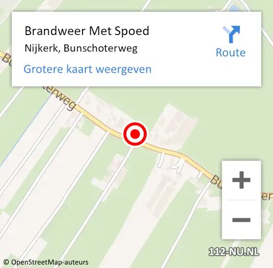 Locatie op kaart van de 112 melding: Brandweer Met Spoed Naar Nijkerk, Bunschoterweg op 27 september 2024 11:50