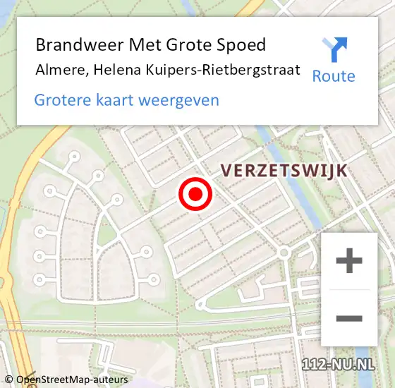 Locatie op kaart van de 112 melding: Brandweer Met Grote Spoed Naar Almere, Helena Kuipers-Rietbergstraat op 27 september 2024 12:06