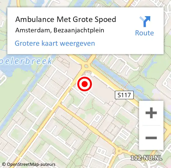 Locatie op kaart van de 112 melding: Ambulance Met Grote Spoed Naar Amsterdam, Bezaanjachtplein op 27 september 2024 12:15