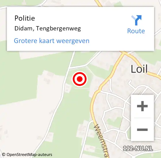 Locatie op kaart van de 112 melding: Politie Didam, Tengbergenweg op 27 september 2024 12:22