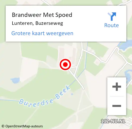 Locatie op kaart van de 112 melding: Brandweer Met Spoed Naar Lunteren, Buzerseweg op 27 september 2024 12:27