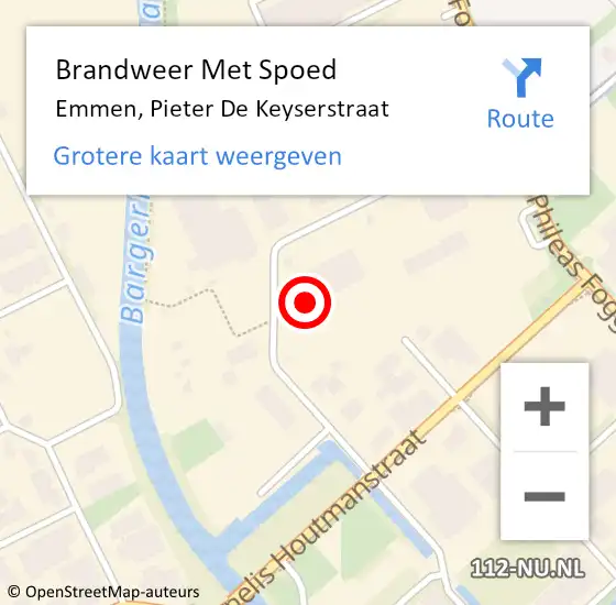 Locatie op kaart van de 112 melding: Brandweer Met Spoed Naar Emmen, Pieter De Keyserstraat op 27 september 2024 12:47