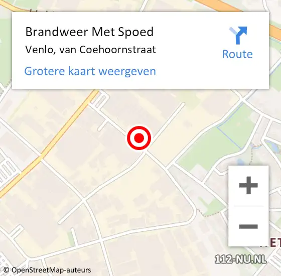 Locatie op kaart van de 112 melding: Brandweer Met Spoed Naar Venlo, van Coehoornstraat op 27 september 2024 13:14