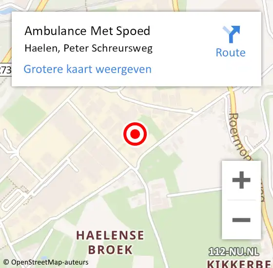 Locatie op kaart van de 112 melding: Ambulance Met Spoed Naar Haelen, Peter Schreursweg op 27 september 2024 13:19